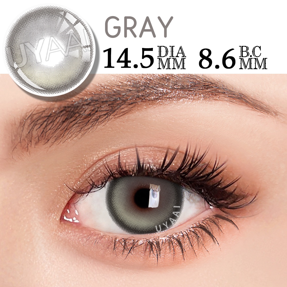 Bộ 2 Kính Mắt Màu Xám Trong Suốt Kích Thước 14.5mm Thương Hiệu UYAAI