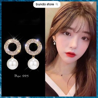 Khuyên tai bạc 925 ngọc trai nhân tạo bông tai ngọc trai BT11