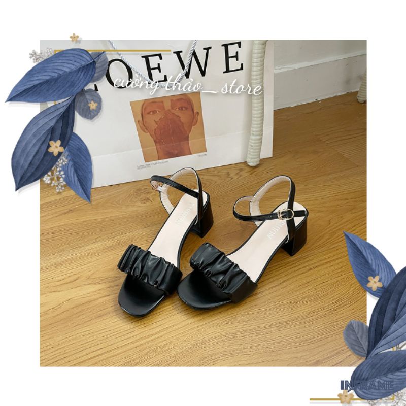 Dép sandal nữ bèo nhúm cao 3 cm mã DE12