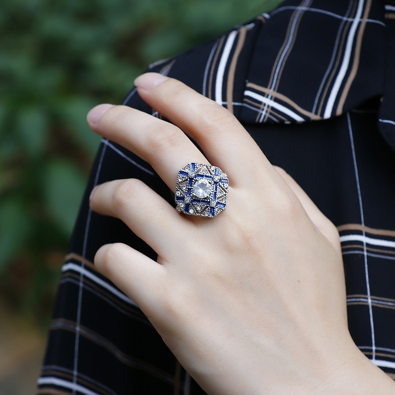 Nhẫn Thời Trang Đính Đá Topaz Tự Nhiên Hình Thang