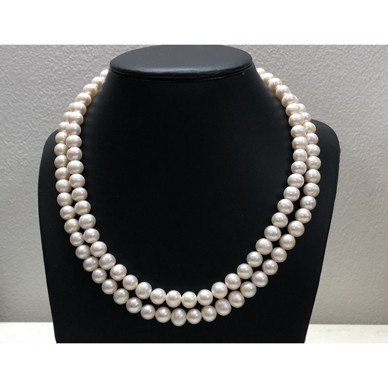 Vòng cổ hạt đôi 8 ly hai tầng