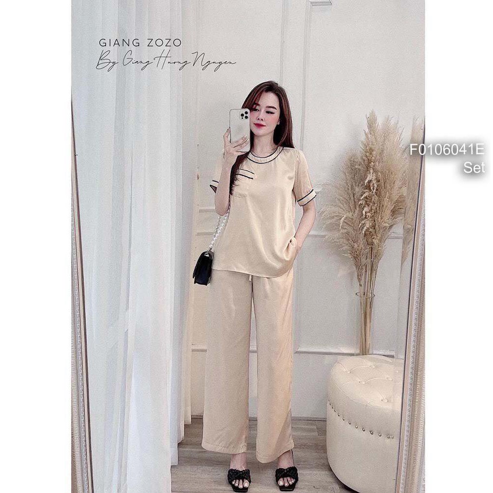Set lụa hot hit quần dài màu đen + kem SET101