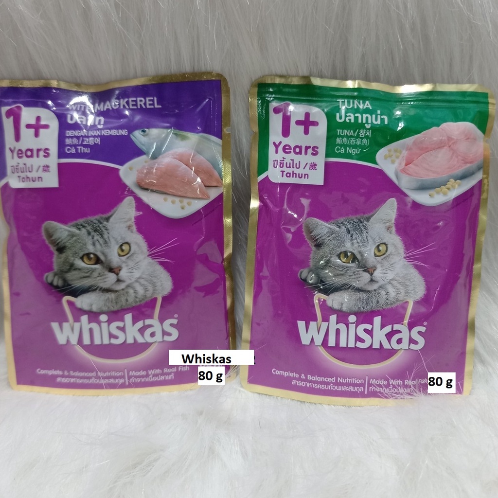 Pate Whiskas 80g, Pate cho mèo trưởng thành Whiskas gói 80g được chọn vị
