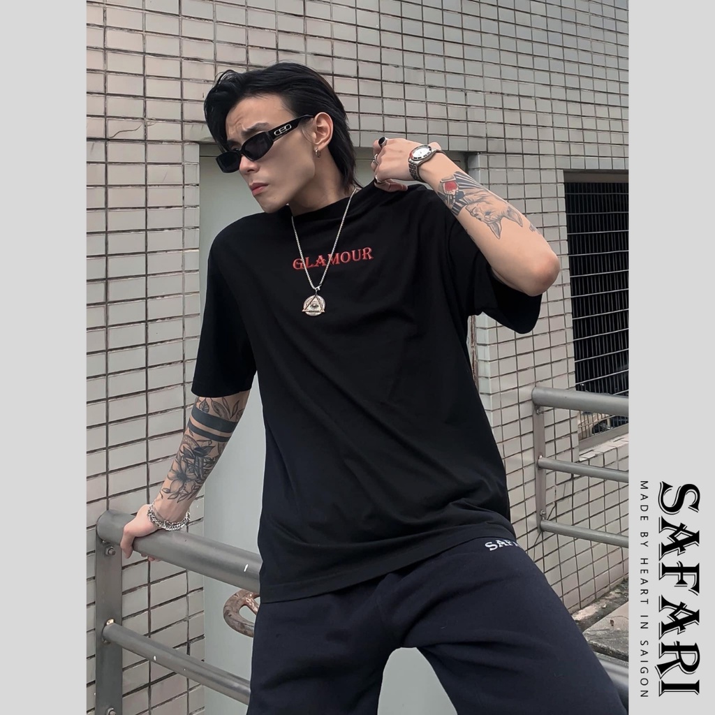 Áo thun GLAMOUR tay lỡ nam nữ unisex form rộng SAFARI T01