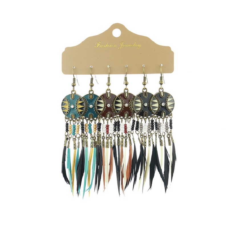 Khuyên tai tua rua lông vũ, Hoa tai boho nhiều màu sắc