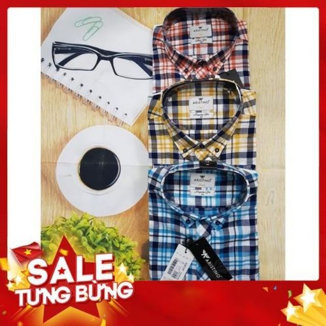 (Xả lỗ) Áo sơ mi nam caro ARISTINO trẻ trung 100% cotton- 3 màu- 750K- 41-42-43- als074s7-als075s7-als076s7