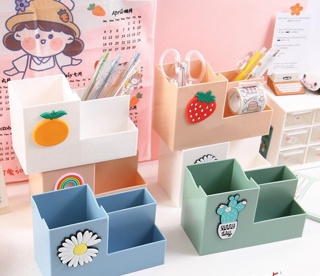 KỆ ĐA NĂNG, ỐNG CẮM BÚT, TRANG TRÍ GÓC HỌC TẬP DỄ THƯƠNG Kèm Icon