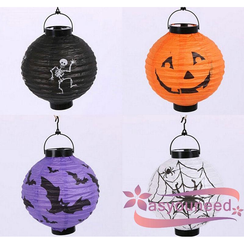 Aydღ-Halloween Pumpkin Spider Skull Castle Light Lamp Party Hanging LED