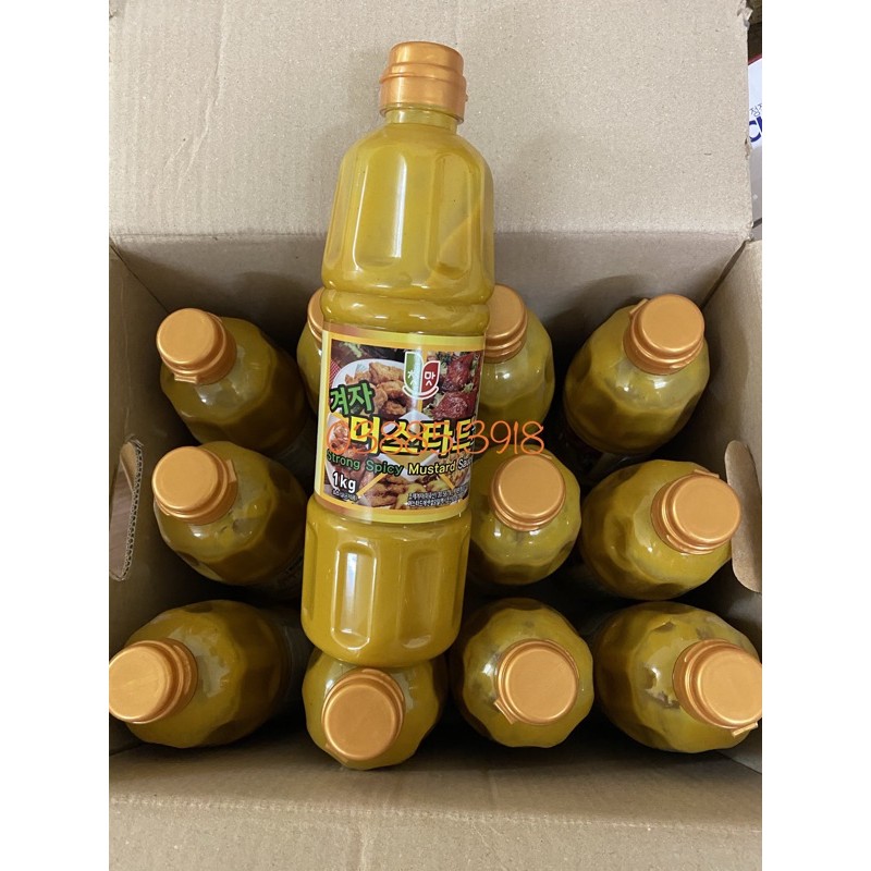 &lt;SỈ&gt; Một thùng mù tạt vàng cay Chungwoo 12 chai loại 1kg