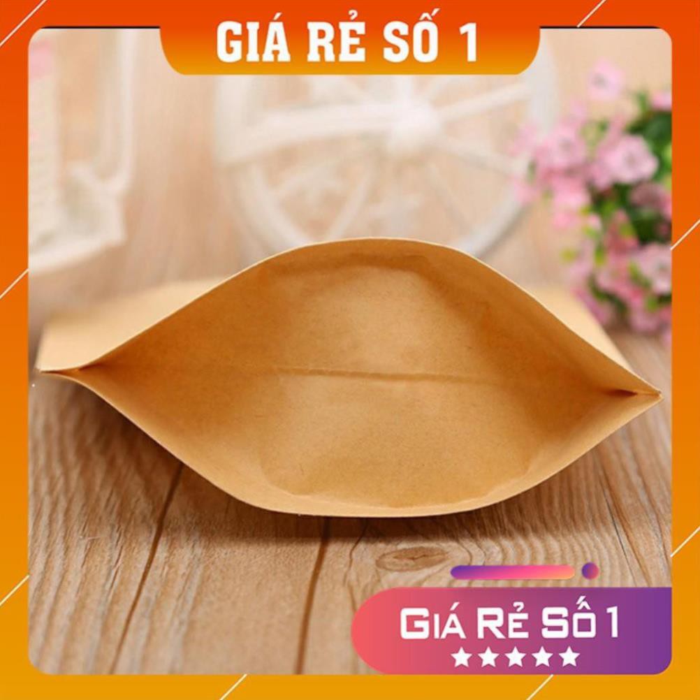 [GIAN HÀNG UY TÍN]  [RẺ NHẤT SHOPEE] 50 cái 9*14+3cm Túi giấy Kraft có cửa sổ kiếng miệng zip chuyên đựng thực phẩm .