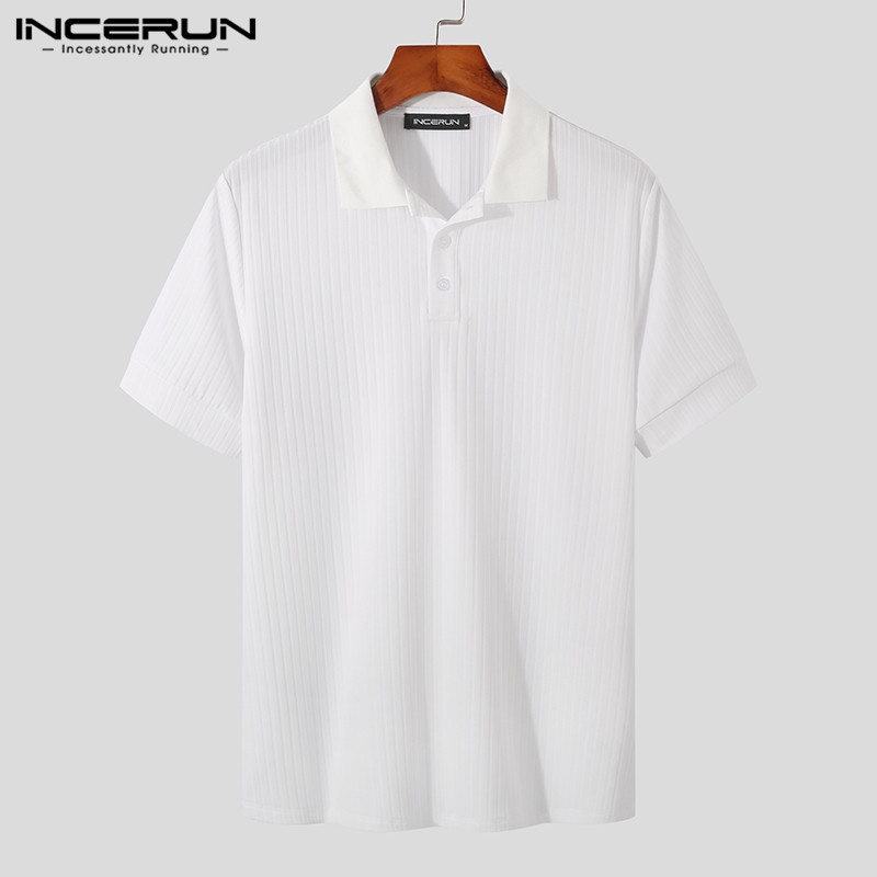 Áo polo INCERUN ngắn tay kẻ sọc thời trang hè cho nam