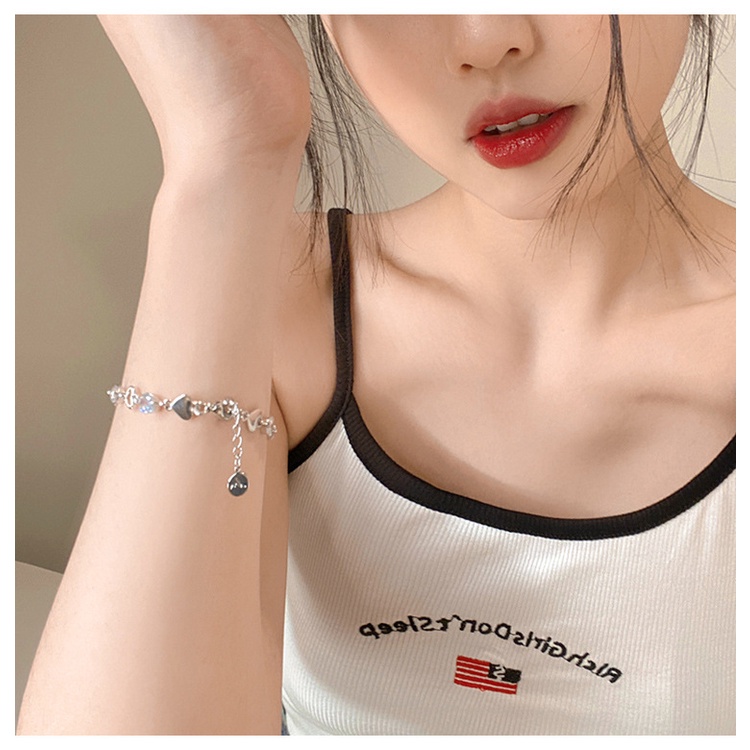 Vòng Tay Nữ Mặt Trái Tim Rỗng Đính Đá Zircon Đơn Giản Ngọt Ngào Phong Cách Hàn Quốc Phiên Bản Mới Cocojelowry
