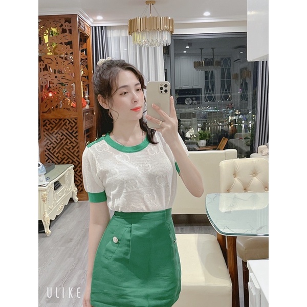 ÁO LEN CÚC VAI HOẠ TIẾT DỆT CHÌM