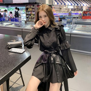 [ORDER TAOBAO] VÁY SƠ MI ĐAI DA ĐEN