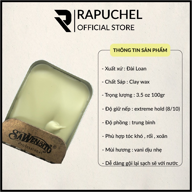 Sáp vuốt tóc nam Sawensito thơm giữ nếp Rapuchel Store SS01