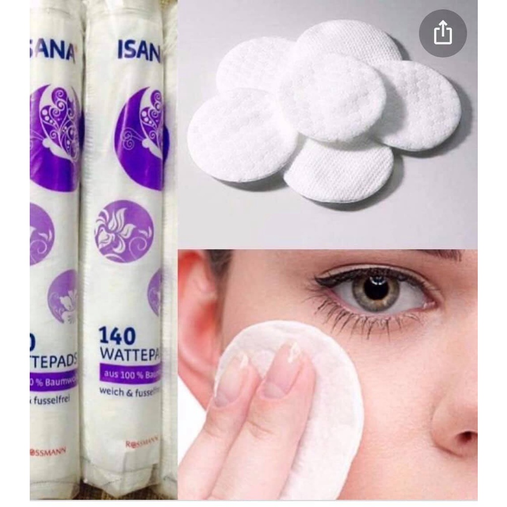 Bông tẩy trang Isana/Ebelin 140 miếng Đức