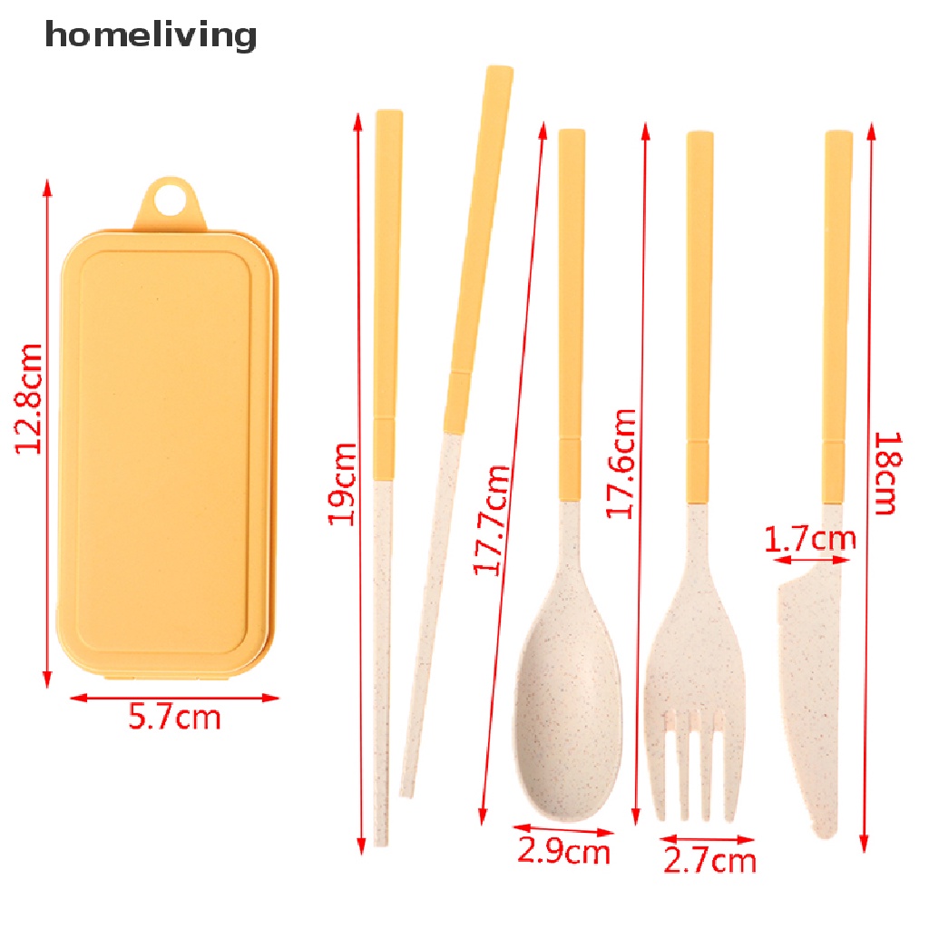 Bộ Muỗng Đũa Nĩa Bằng Lúa Mạch Gấp Gọn Kèm Hộp Đựng Tiện Lợi