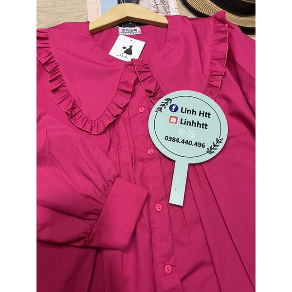 ÁO SƠ MI CỔ BÈO TAY BỒNG DÁNG XOÈ RỘNG BBD