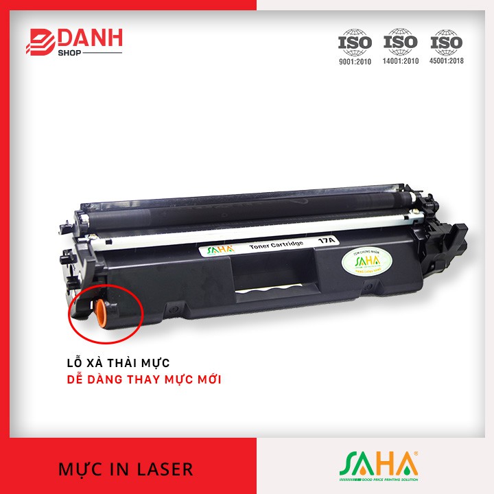 Hộp mực in SAHA 17A - HP Laser Jet Pro M101, 102 / MFP M130 ( Có chíp - Có nắp nạp mực )