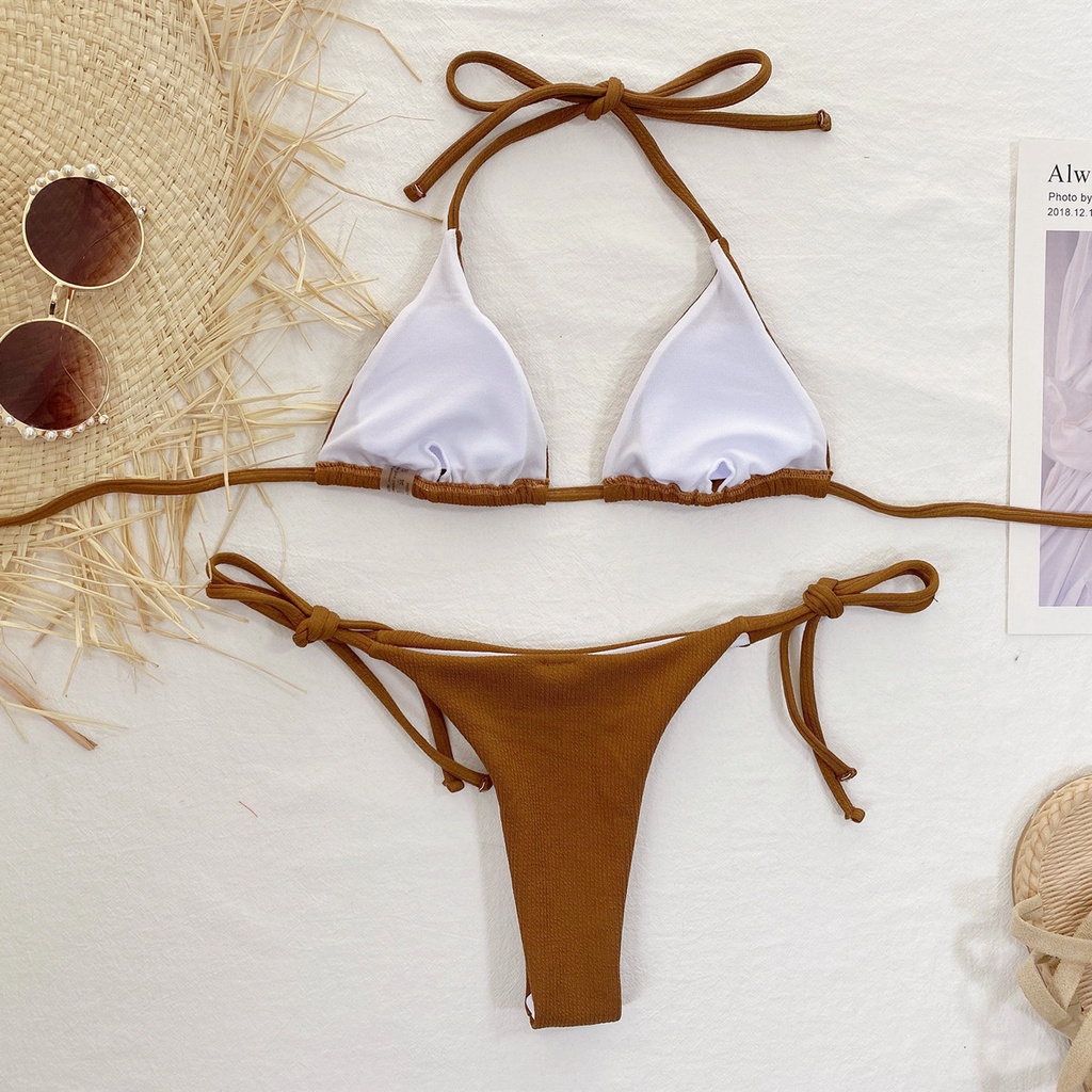 Bộ Đồ Bơi Lưng Cao Hở Lưng Phối Dây Buộc Thiết Kế Gợi Cảm Cho Nữ