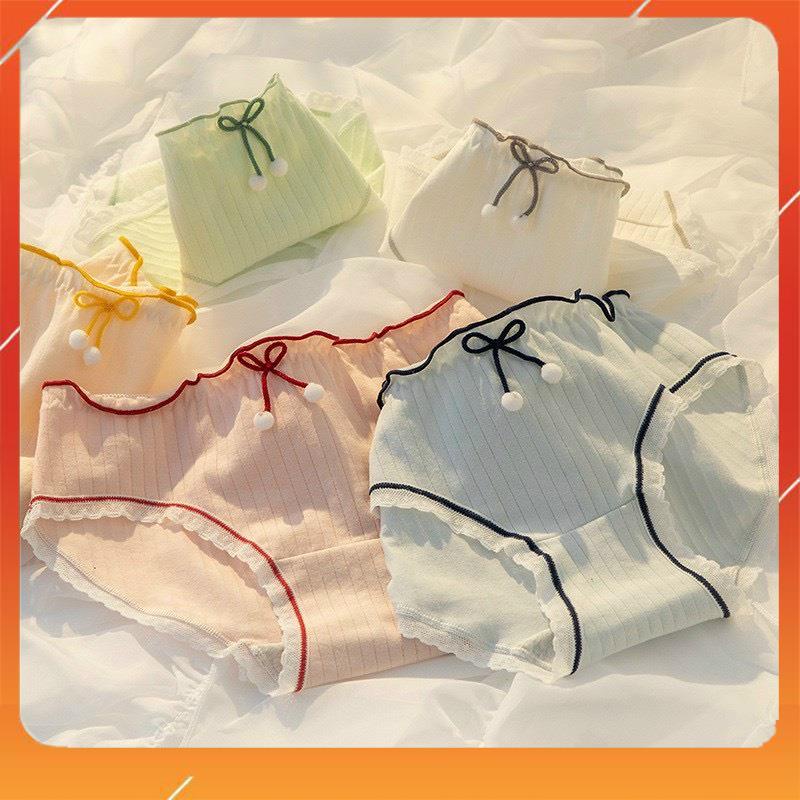 Quần lót học sinh cotton cao cấp kháng khuẩn mềm mại thấm hút mồ hôi vân kẻ sọc mix nơ YH16