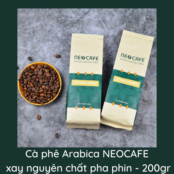 Cà phê Arabica NEOCAFE dòng cafe rang xay nguyên chất 100% cà phê ngon loại cà phê phin gói 200 g nguồn hạt cafe Cầu Đất