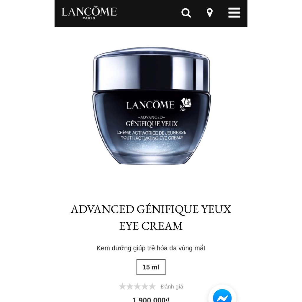 10 gói Kem giảm thâm, bọng, nhăn vùng mắt lancome ADVANCED GÉNIFIQUE YEUX EYE CREAM