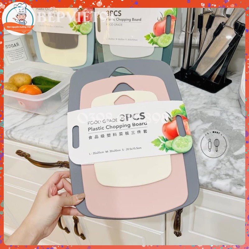 Bộ Thớt Kháng Khuẩn Nhựa 3 Kích Cỡ Cao Cấp 3 Kích Cỡ