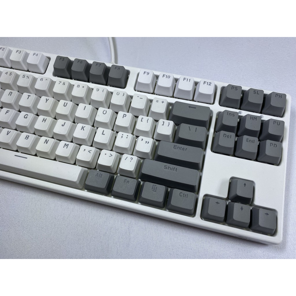 Keycaps màu trắng xám, 87 Phím PBT Bàn phím cơ Keycaps Bàn phím cơ Double Backlit Word Màu trong suốt Phím chơi game dành cho Bàn phím bố cục Hoa Kỳ cho Cherry MX