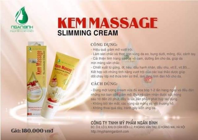 KEM MASSAGE SLIMMING CREAM GỪNG ỚT NGÂN BÌNH