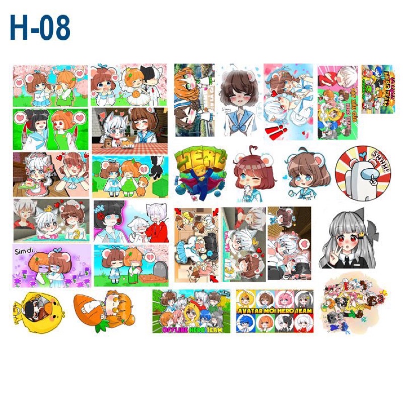 Sticker hero team minecraft 30-60 hình ép lụa khác nhau / hình dán Hẻo team Minecraft