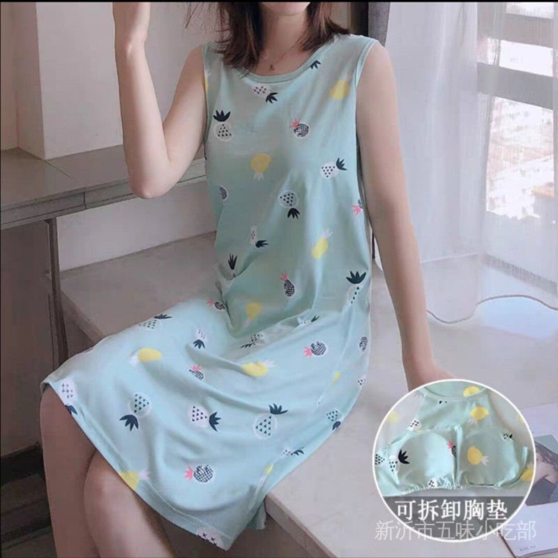 Đầm Ngủ Sát Nách Dáng Rộng In Hoạt Hình Kiểu Hàn Quốc Thời Trang Mùa Hè Cho Nữ