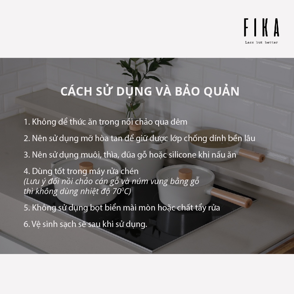 [Mã BMBAU300 giảm 10% đơn 499K] Nồi đúc tráng gốm thân cao Fika Neoflam size 22cm, xoong sâu lòng EKFGD22