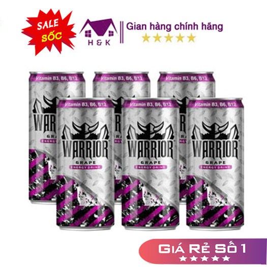 CÓ SẴN-  Nước tăng lực Warrior Vị Nho Lon 325ml Sting Thái Bổ sung vitamin Tăng cường sức khỏe