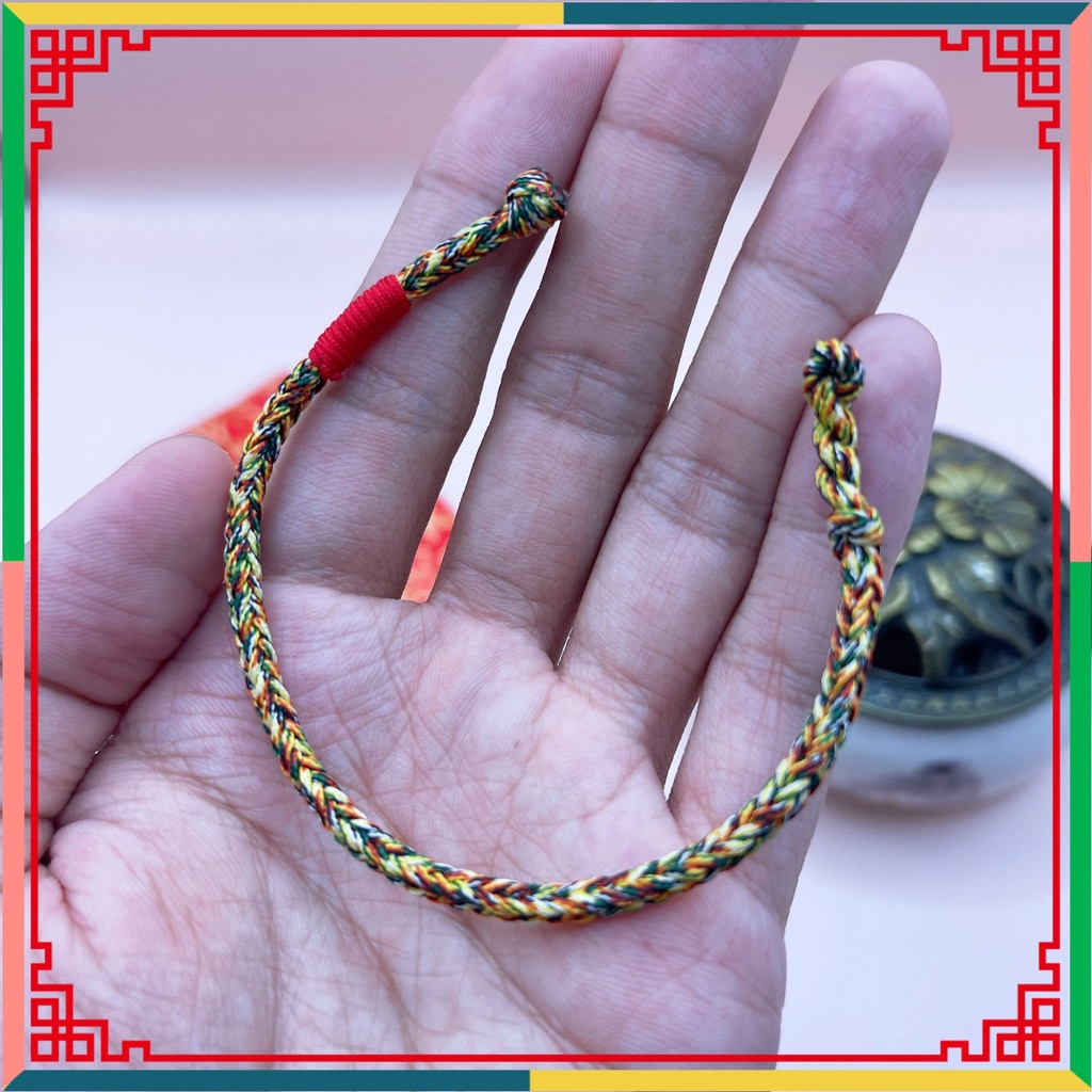 Vòng may mắn chỉ ngũ sắc phối chỉ đỏ kích thước 15cm/16cm/17cm/18cm