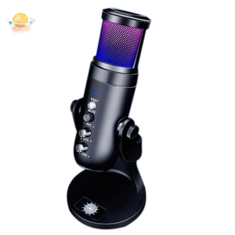USB Microphone with Rgb Light Condenser Microphone Type C Phone Microphone for Pc Laptop Gaming Streamingtik Tok Youtube