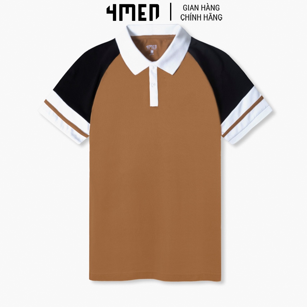Áo polo nam trơn đẹp 4MEN PO063 phối tay nhiều màu sắc trẻ trung, cổ trụ, form suông, chính hãng hàng hiệu giá rẻ