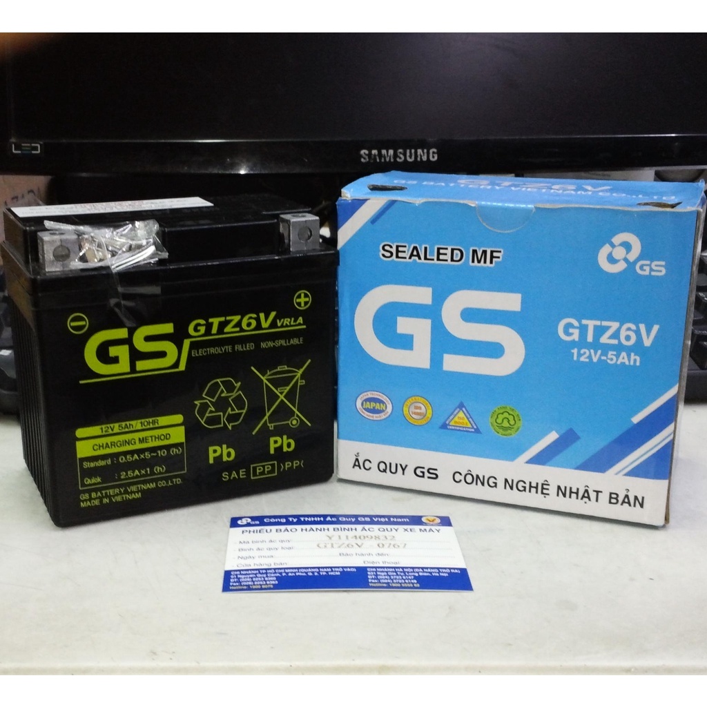 Bình ắc quy khô xe máy GS GTZ6V 12V-5Ah chính hãng GS BATTERY