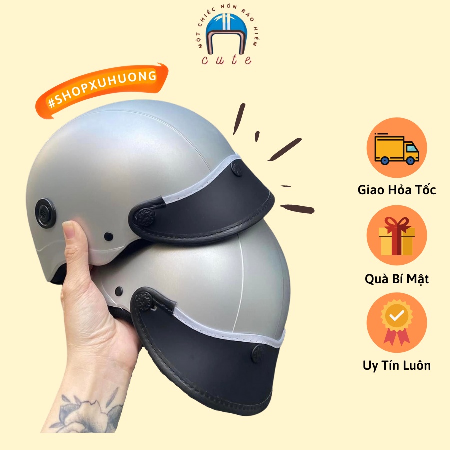Nón bảo hiểm sơn một màu xám bạc Cute shop sơn 3 lớp bền bỉ tem mạc đầy đủ