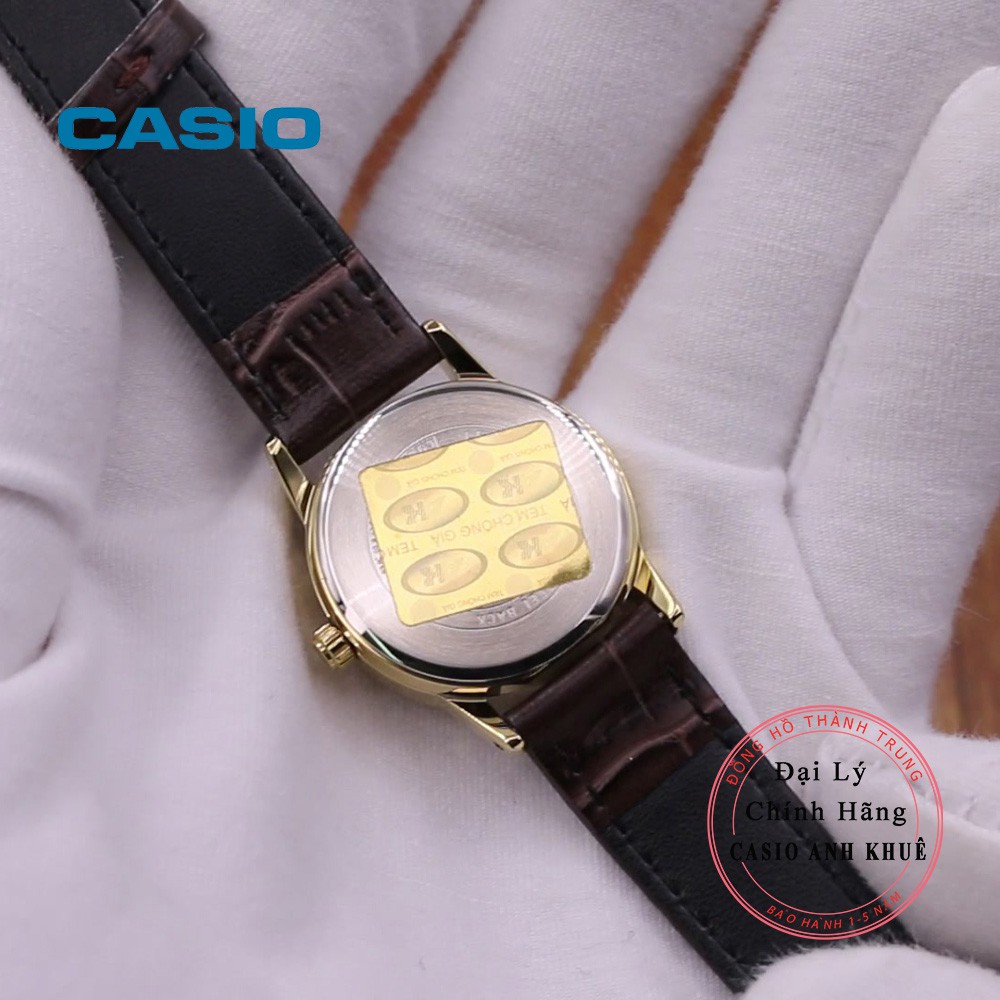 Đồng hồ nữ dây da Casio chính hãng LTP-V002GL-9BUDF mặt nhỏ số học trò