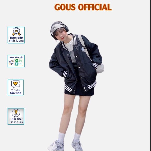 Áo Khoác Bomber Form Rộng Áo Khoác Ngoài Khóa Kéo Cá Tính Năng Động POAN Cực Phẩm Hàn Quốc 1005 Gous Official