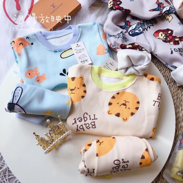 Bộ nỉ bông cho bé cực mềm mại ấm áp họa tiết đáng yêu