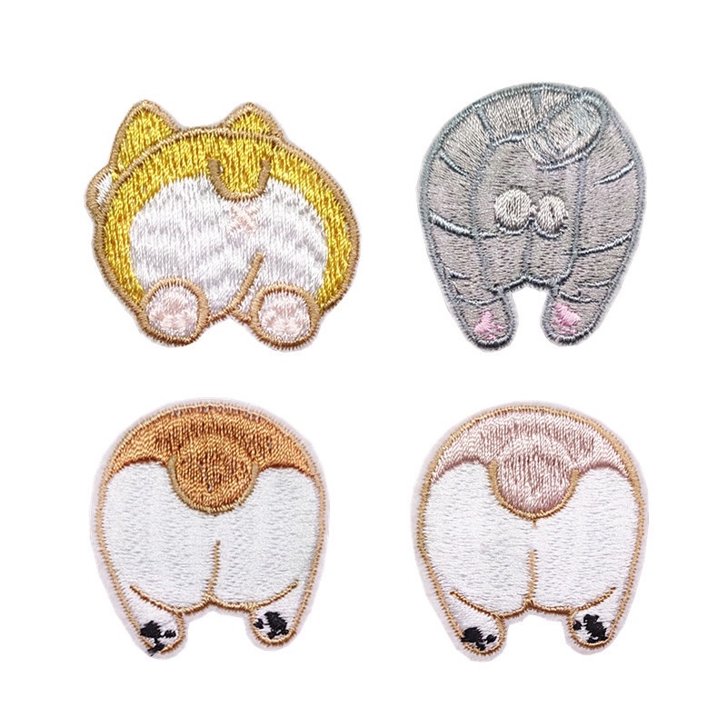 Sticker vải thêu dán áo mũ nón hình mông thú