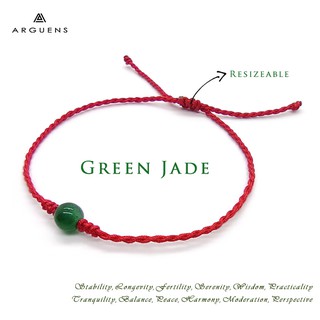 Image of Arguens : Gelang Tali Merah Green Jade - Batu Alam Asli