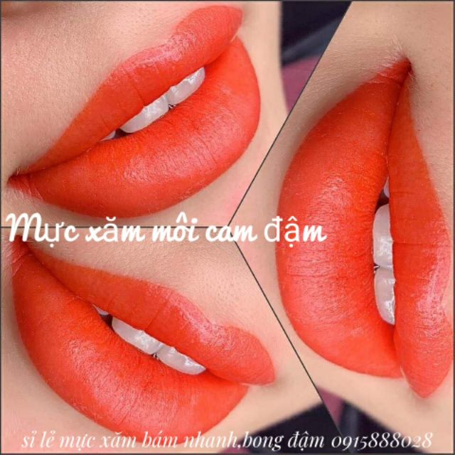 Mực Xăm Môi Cam Đậm Pha Sẵn Bám Nhanh 30'