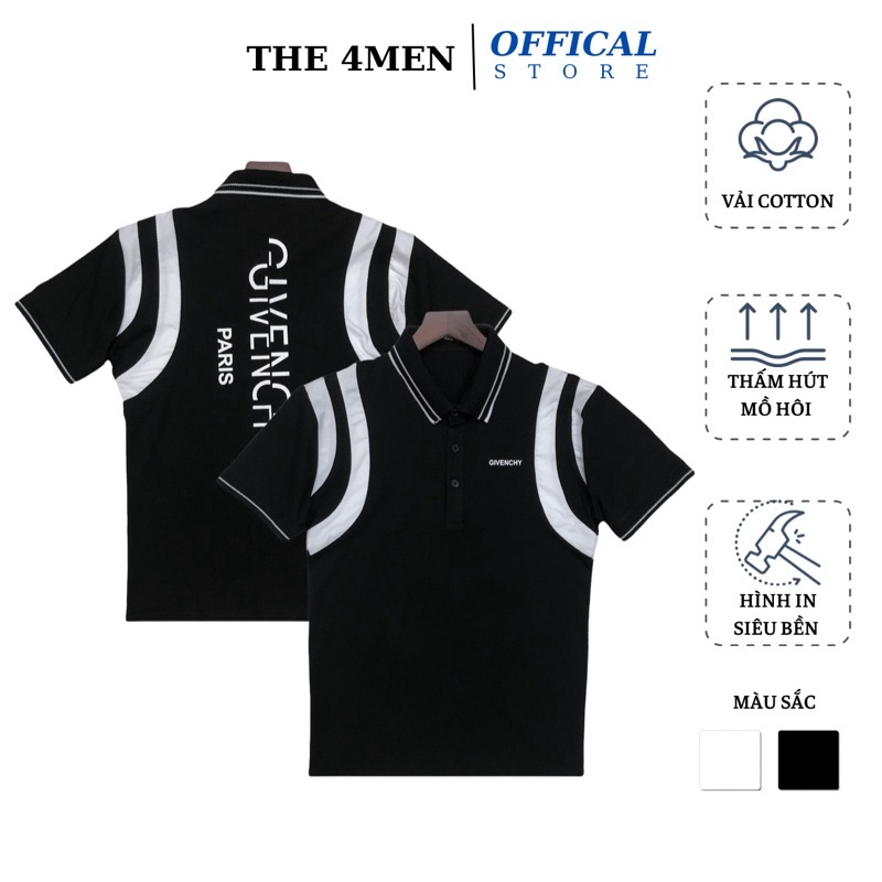 ÁO POLO NAM CỔ BẺ IN CHỮ GIVENCHI COTTON THỜI TRANG CAO CẤP