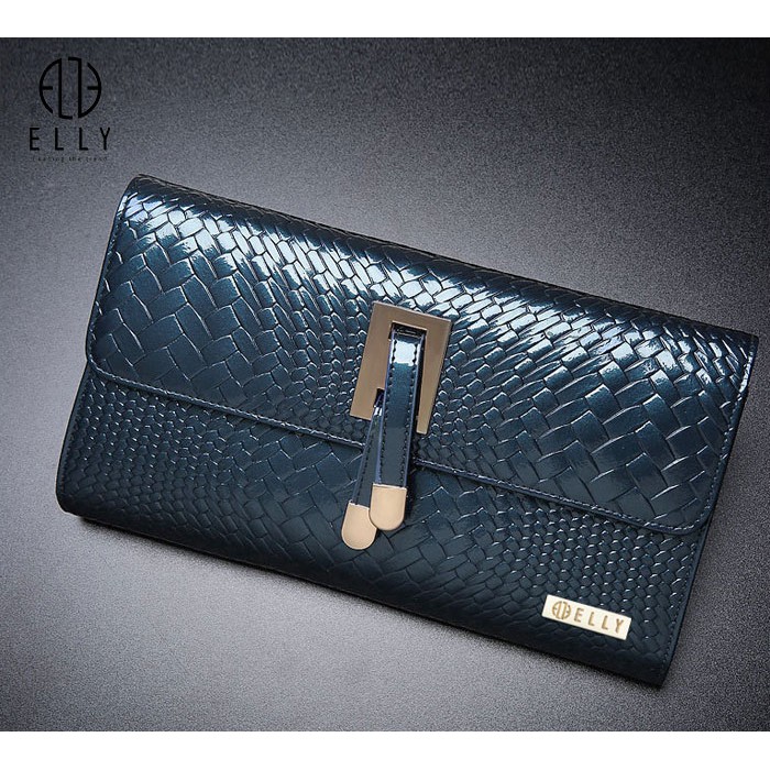 [Mã FAMALLT5 giảm 15% đơn 150k] Túi clutch nữ cao cấp da thật ELLY- EC3 xanh