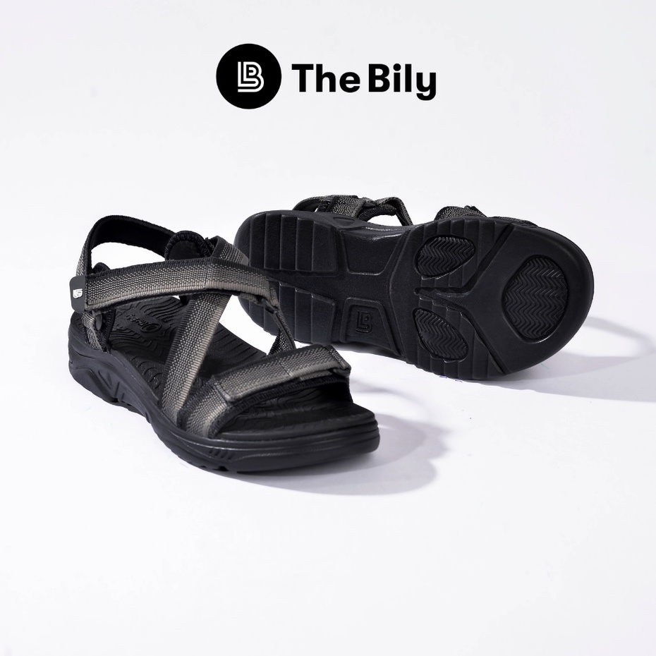 Giày Sandal Nam The Bily 02 Quai Chéo Đôi - Xám Thổ Cẩm