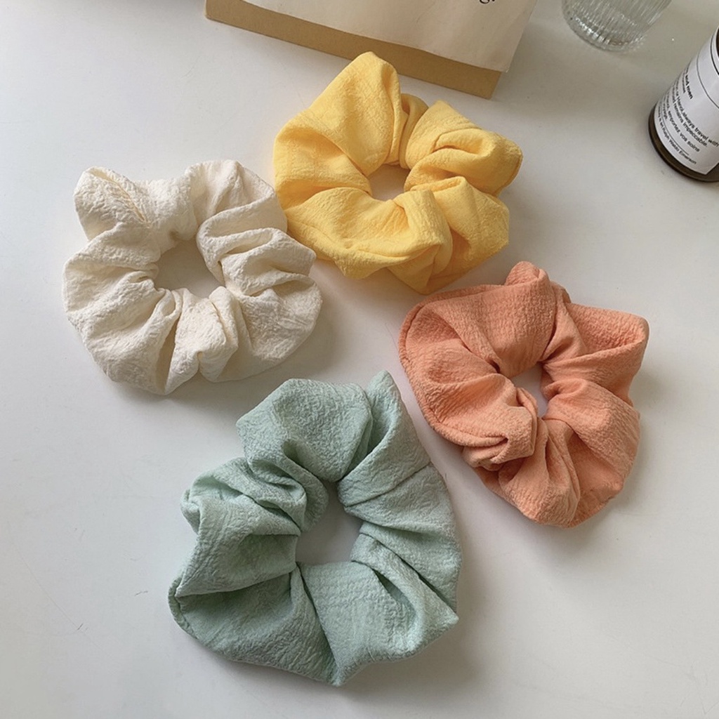 Dây buộc tóc, cột tóc scrunchies co giãn màu trơn phong cách cổ điển thời trang cho nữ