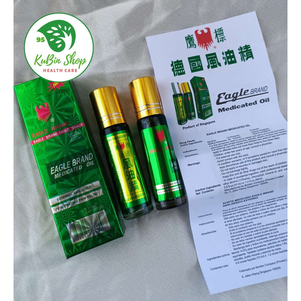 Dầu Gió Xanh Con Ó Singapore dạng lăn chai 10ml